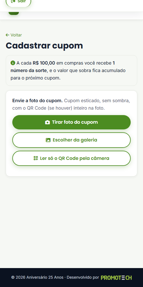 Tela de cadastro de cupom